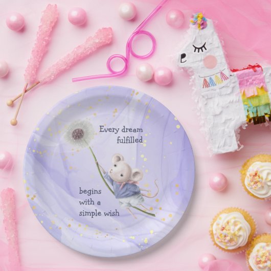 Assiettes En Carton Souris Dandelion Chaque Rêve Simple Souhait (Fête)