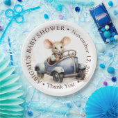 Assiettes En Carton Souris d'aquarelle mignonne en Baby shower voiture (Fête)