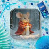 Assiettes En Carton Souris de Noël à la bougie (Fête)
