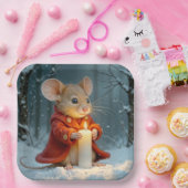 Assiettes En Carton Souris de Noël à la bougie (Fête)