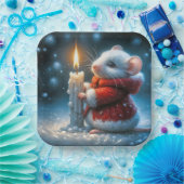 Assiettes En Carton Souris De Noël À La Bougie Poussante (Fête)