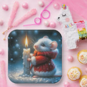 Assiettes En Carton Souris De Noël À La Bougie Poussante (Fête)