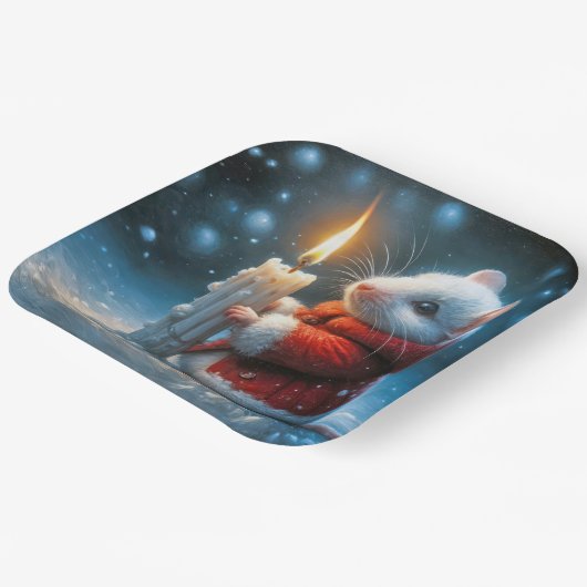Assiettes En Carton Souris De Noël À La Bougie Poussante (Angulaire)