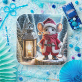 Assiettes En Carton Souris De Noël Avec Lanterne Lumineuse (Fête)