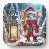 Assiettes En Carton Souris De Noël Avec Lanterne Lumineuse (Recto)