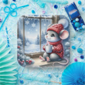 Assiettes En Carton Souris de Noël dans la fenêtre (Fête)