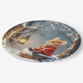 Assiettes En Carton Souris d'hiver et lanterne forestière dans les flo (Angle)