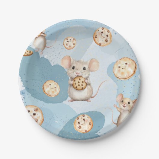 Assiettes En Carton Souris et biscuits Plaque de fête d'anniversaire (Devant)