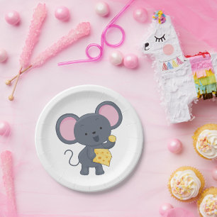 Assiettes En Carton Souris manger du fromage