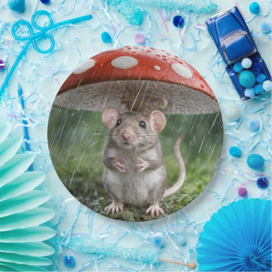 Assiettes En Carton Souris sous un champignon (Fête)