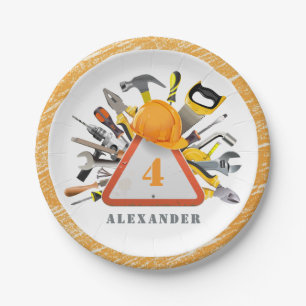 Assiettes En Carton Sous Construction Boy Tools Fête d'anniversaire