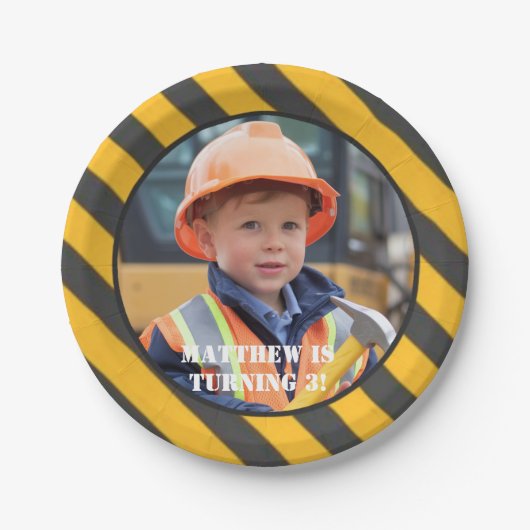 Assiettes En Carton Sous Construction Boy's Birthday Bash (Devant)