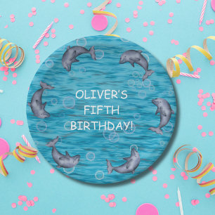 Assiettes En Carton Sous La Mer Avec Dauphins Anniversaire
