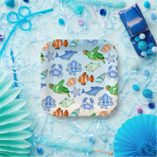 Assiettes En Carton Sous la mer   Baby shower Sea Creatures