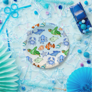 Assiettes En Carton Sous la mer   Baby shower Sea Creatures