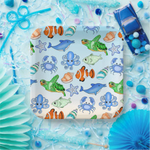 Assiettes En Carton Sous la mer   Baby shower Sea Creatures