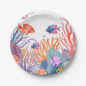 Assiettes En Carton Sous la mer Coral Reef Aquarelle (Devant)