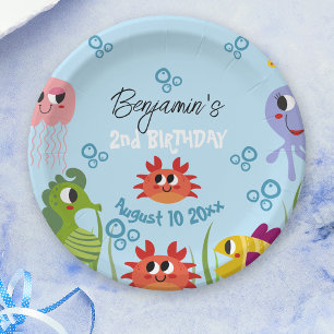 Assiettes En Carton Sous la mer Créatures Whimsical Anniversaire