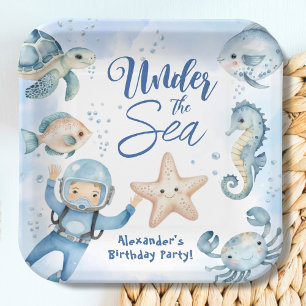 Assiettes En Carton Sous La Mer ! Cute Boy Blue Ocean Anniversaire