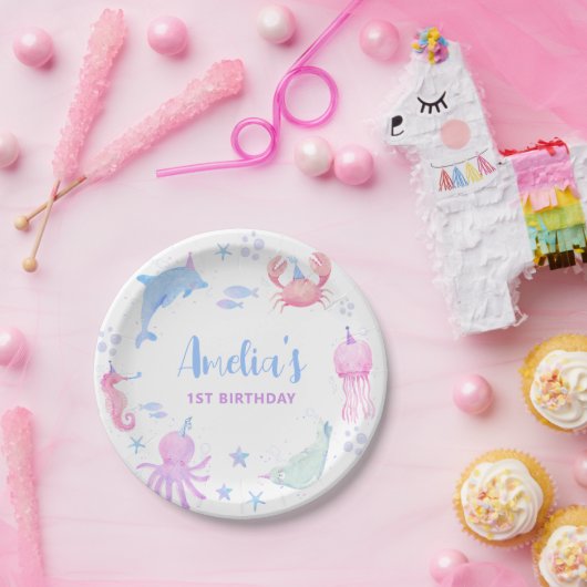 Assiettes En Carton Sous la mer Enfants 1er anniversaire (Fête)