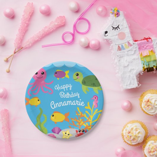 Assiettes En Carton Sous la mer Océan Animaux 1er Plaques d'anniversai (Fête)