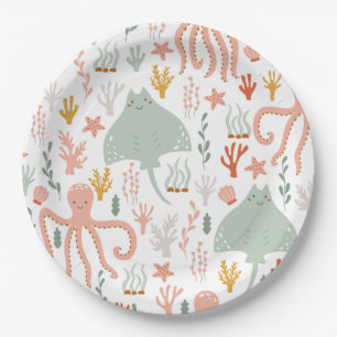 Assiettes En Carton Sous la mer   Plaques de partie