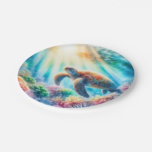 Assiettes En Carton Sous la tortue de mer (Angle)