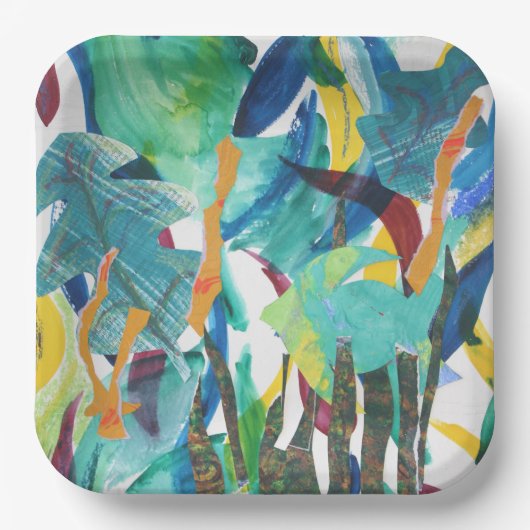 Assiettes En Carton Sous la verrerie de la mer, plaque en papier (Recto)