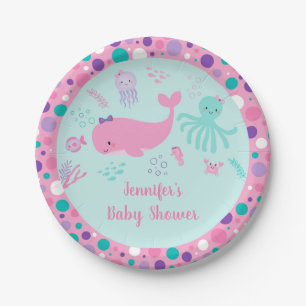 Assiettes En Carton Sous l'Baby shower marin violet
