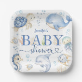Assiettes En Carton Sous le Baby shower de mer Boy Blue Ocean (Recto)