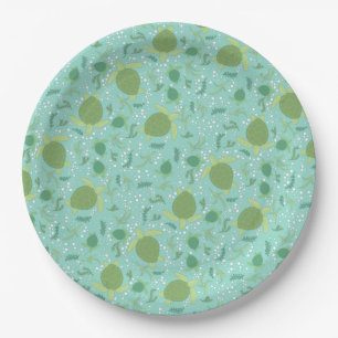 Assiettes En Carton Sous le Baby shower des tortues de mer