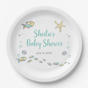 Assiettes En Carton Sous le Baby shower Océanique Poisson de mer et St