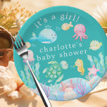 Assiettes En Carton Sous le Baby shower Sea Adventure<br><div class="desc">Présentant notre superbe design de baby shower "Under the Sea", parfait pour célébrer l'arrivée de votre petit dans le style. Plongez dans un monde enchanteur avec ces invitations magnifiquement conçues qui présentent d'adorables créatures marines et des scènes sous-marines vibrantes. Faites un brin et donnez le ton pour un inoubliable sous...</div>