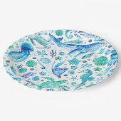 Assiettes En Carton Sous l'eau de la mer Baleine bleue, méduses (Angle)
