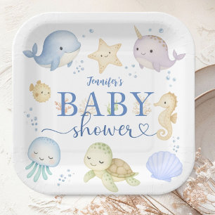 Assiettes En Carton Sous l'océan Baby Shower Garçon Océan