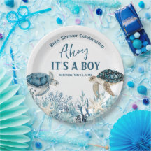 Sous l'océan bleu Ohé C'est un garçon Baby Shower