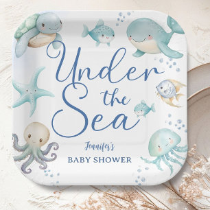 Assiettes En Carton Sous l'océan Garçon Baby Shower
