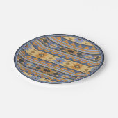 Assiettes En Carton Southwest Design Gold Blue Grey Tribal Motif (Angle)