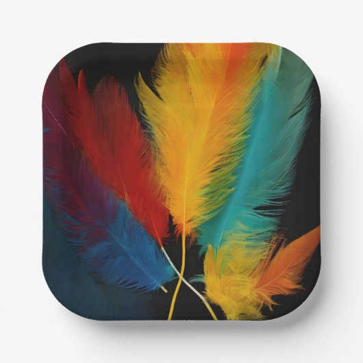 Assiettes En Carton Southwest Feather Abstrait (Recto)