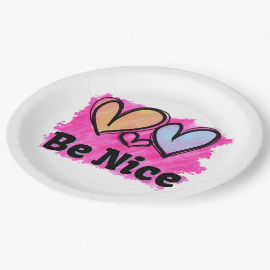 Assiettes En Carton Soyez de beaux coeurs aquarelles (Angle)