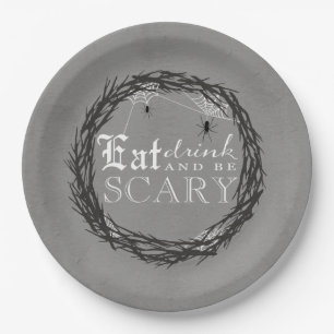 Assiettes En Carton Soyez Halloween effrayant - plaque à papier de 9
