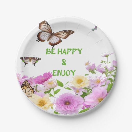 Assiettes En Carton Soyez heureux et profitez (Devant)