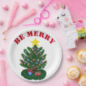 Assiettes En Carton Soyez Joyeux sapin de Noël étoile jaune (Fête)