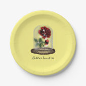 Assiettes En Carton Soyez notre invité Rose rouge en verre Élégant (Devant)