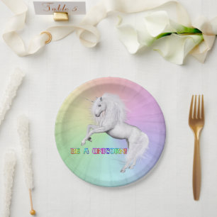 Assiettes En Carton Soyez Unique, Soyez une Licorne