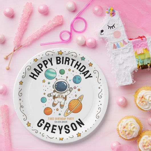 Assiettes En Carton Space Adventure 1er anniversaire | Partie spatiale (Fête)