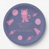 Assiettes En Carton Space Cat Pink Galaxy Anniversaire (Devant)
