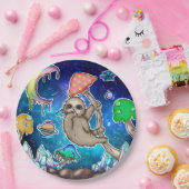 Assiettes En Carton Space Galaxy Sloth Cosmic Champignons Bizarre Crys (Fête)