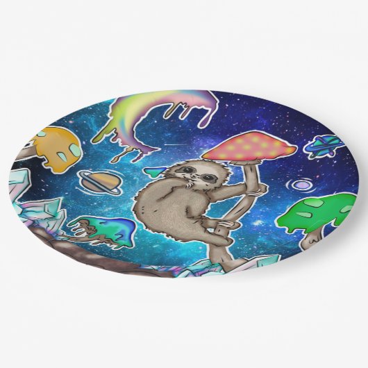 Assiettes En Carton Space Galaxy Sloth Cosmic Champignons Bizarre Crys (Angle)