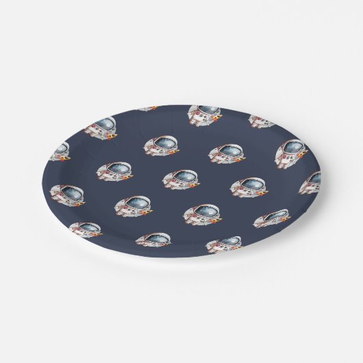 Assiettes En Carton Space Man Rocket ship Moon (Angle)